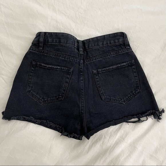 Black High Rise Ripped Jean Shorts - Picture 2 of 3